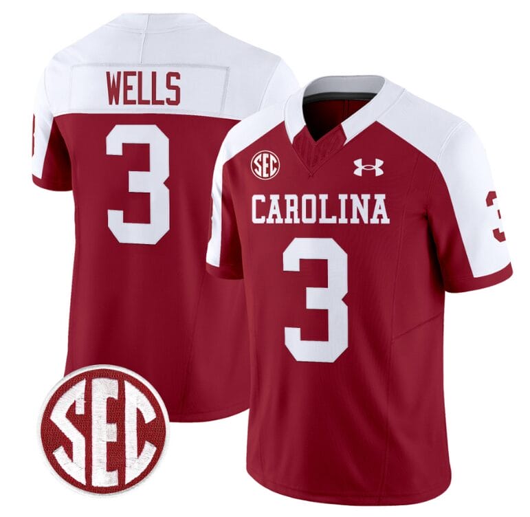 Juice Wells Jersey #3 South Carolina Gamecocks Football 1980 Throwback Vapor Limited SEC Patch Garnet Alternate 8 Juice Wells Jersey #3 South Carolina Gamecocks Football 1980 Throwback Vapor Limited SEC Patch Garnet Alternate