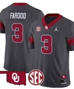 Jalil Farooq Jersey #3 Oklahoma Sooners Football Throwback Vapor Limited Stitched Anthracite