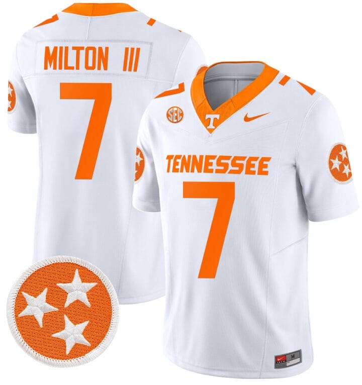 Joe Milton III Jersey #7 Tennessee Volunteers Vapor Limited College Football White 8 Joe Milton III Jersey #7 Tennessee Volunteers Vapor Limited College Football White