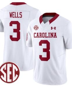 Juice Wells Jersey #3 South Carolina Gamecocks Football 1980 Throwback Vapor Limited SEC Patch White