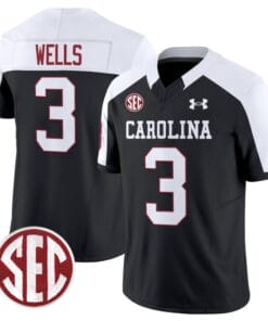 Juice Wells Jersey #3 South Carolina Gamecocks Football 1980 Throwback Vapor Limited SEC Patch Black Alternate