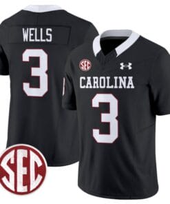 Juice Wells Jersey #3 South Carolina Gamecocks Football 1980 Throwback Vapor Limited SEC Patch Black