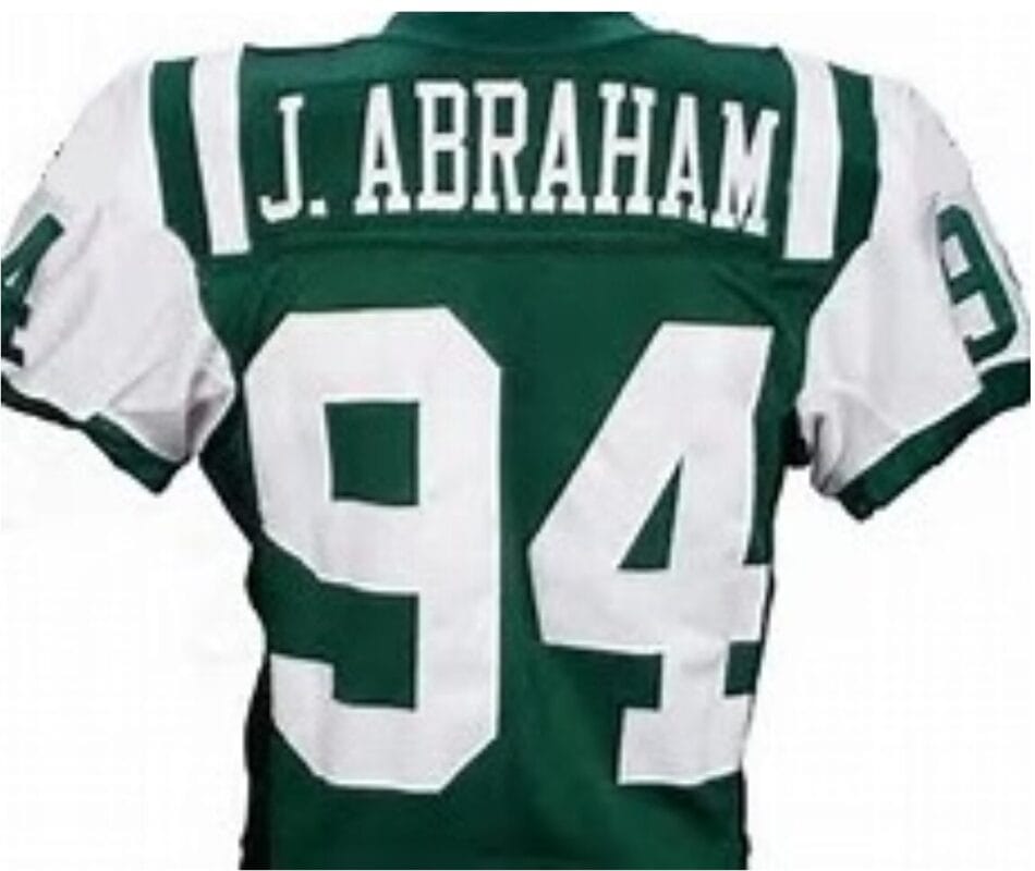 John Abraham Jersey New York Jets Custom Throwback Football White Green