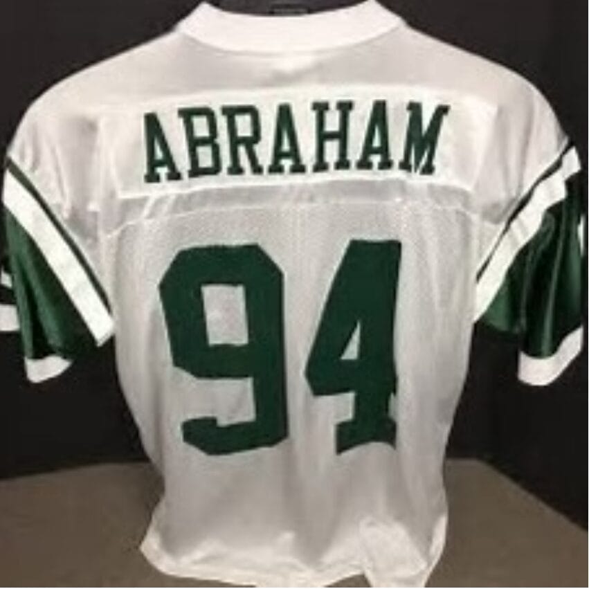 John Abraham Jersey New York Jets Custom Throwback Football White 1 John Abraham Jersey New York Jets Custom Throwback Football White