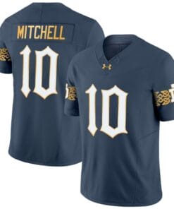 Kris Mitchell Jersey #10 Notre Dame Fighting Irish 2024 Vapor Limited College Football Blue Gray