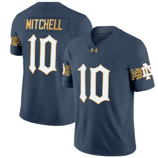 Kris Mitchell Jersey #10 Notre Dame Fighting Irish 2024 Vapor Limited College Football Blue Gray