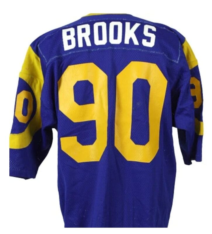 Larry Brooks Jersey Los Angeles Rams Custom Throwback Football Blue 8 Larry Brooks Jersey Los Angeles Rams Custom Throwback Football Blue