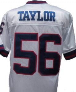 Lawrence Taylor Jersey New York Giants Custom Throwback Football White with Blue