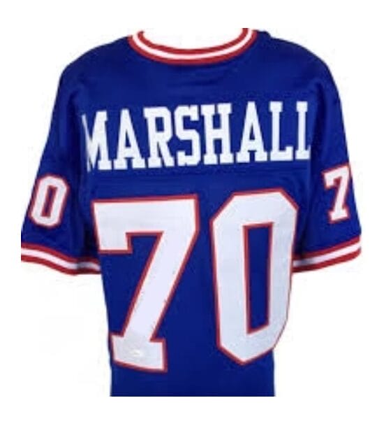 Leonard Marshall Jersey New York Giants Custom Throwback Football Blue 8 Leonard Marshall Jersey New York Giants Custom Throwback Football Blue
