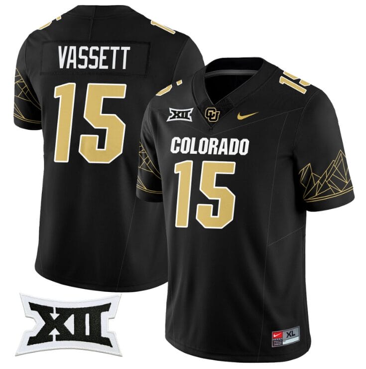 Mark Vassett Jersey #15 Colorado Buffaloes 2024 Vapor Limited NCAA Football Black 8 Mark Vassett Jersey #15 Colorado Buffaloes 2024 Vapor Limited NCAA Football Black