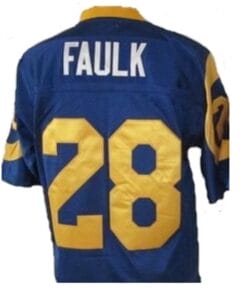 Marshall Faulk Jersey Los Angeles Rams Custom Throwback Football Blue