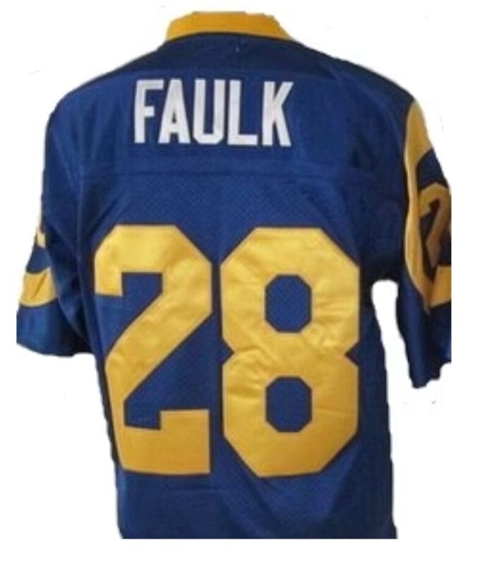 Marshall Faulk Jersey Los Angeles Rams Custom Throwback Football Blue