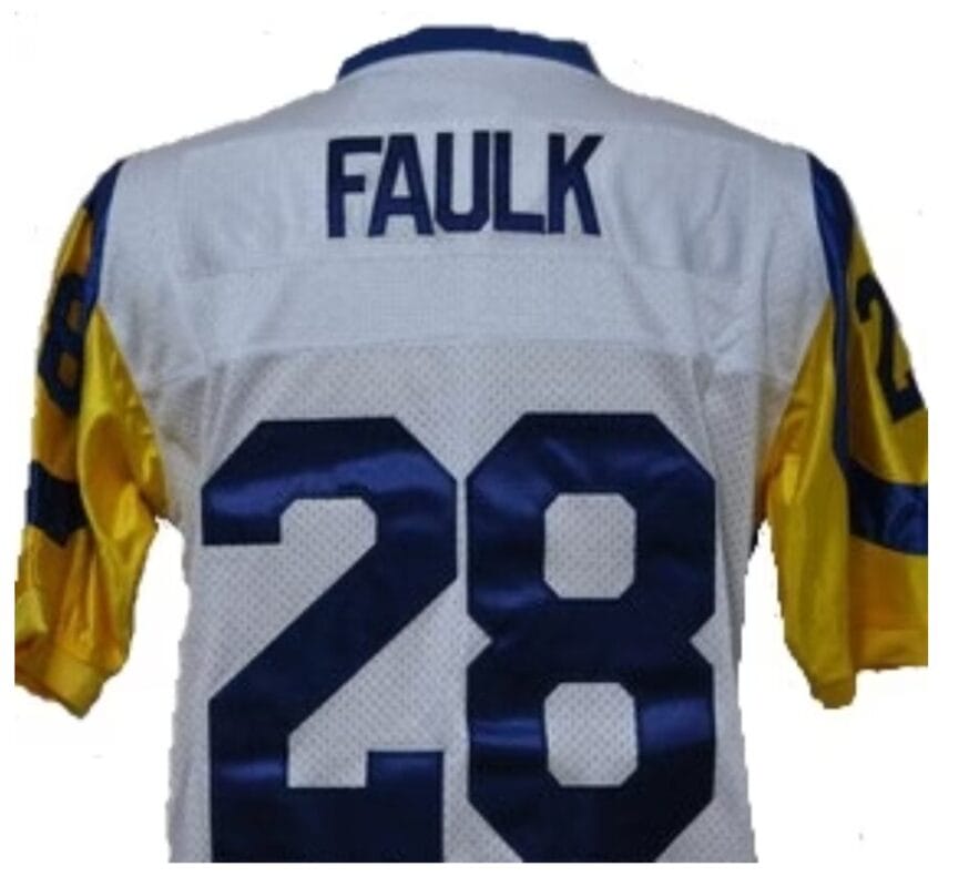 Marshall Faulk Jersey Los Angeles Rams Custom Throwback Football White 6 Marshall Faulk Jersey Los Angeles Rams Custom Throwback Football White