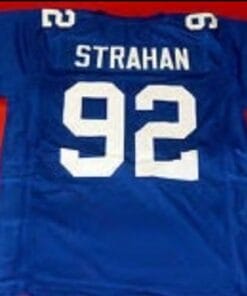 Michael Strahan Jersey New York Giants Custom Throwback Football Blue 1