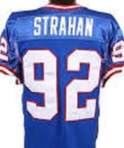 Michael Strahan Jersey New York Giants Custom Throwback Football Blue