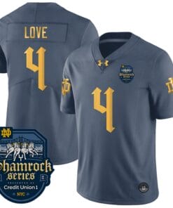 Notre Dame Jersey Number 4 Name Shamrock Series 2024 On The Back College Football Stitched