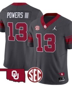 Reggie Powers III Jersey #13 Oklahoma Sooners Football Throwback Vapor Limited Stitched Anthracite