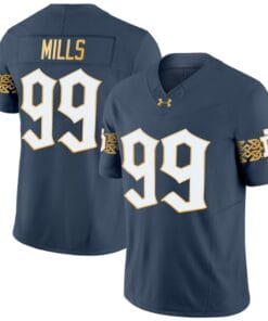 Rylie Mills Jersey #99 Notre Dame Fighting Irish 2024 Vapor Limited College Football Blue Gray