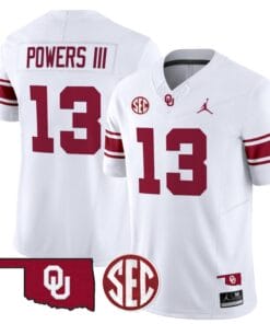 Reggie Powers III Jersey #13 Oklahoma Sooners Football Throwback Vapor Limited Stitched White