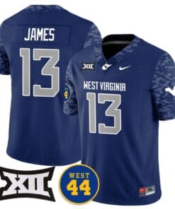 Sam James Jersey #13 West Virginia Mountaineers 2024 Vapor Limited Football Honor Jerry West Stitched Navy