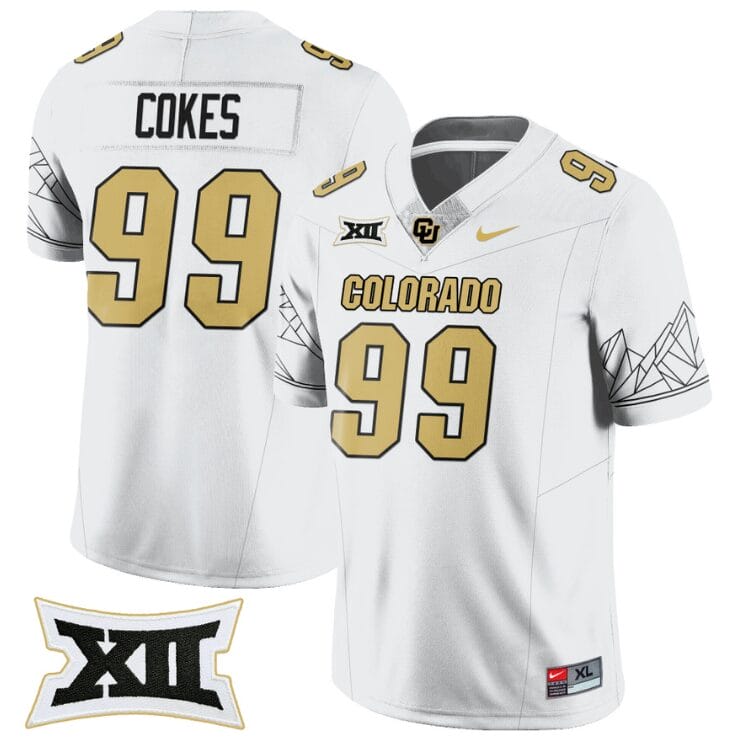 Shane Cokes Jersey #99 Colorado Buffaloes 2024 Vapor Limited NCAA Football White 1 Shane Cokes Jersey #99 Colorado Buffaloes 2024 Vapor Limited NCAA Football White