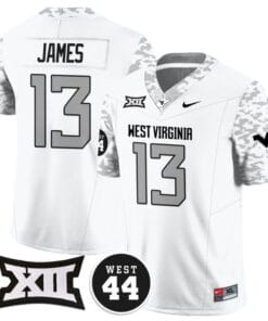Sam James Jersey #13 West Virginia Mountaineers 2024 Vapor Limited Football Honor Jerry West Stitched White