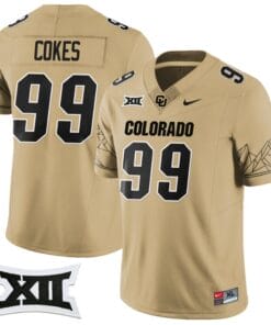Shane Cokes Jersey #99 Colorado Buffaloes 2024 Vapor Limited NCAA Football Gold