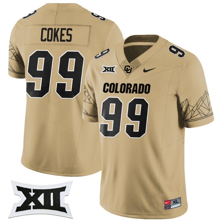 Shane Cokes Jersey #99 Colorado Buffaloes 2024 Vapor Limited NCAA Football Gold