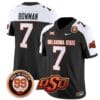 Alan Bowman Jersey #7 Oklahoma State Cowboys Leslie O'neal Patch Vapor Limited College Football Stitched Black Alternate