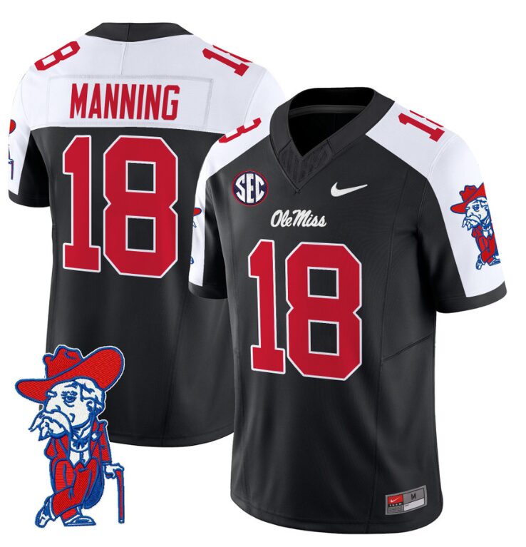 Archie Manning Jersey #18 Ole Miss Rebels Vapor Limited College Football Stitched Black Alternate 8 Archie Manning Jersey #18 Ole Miss Rebels Vapor Limited College Football Stitched Black Alternate