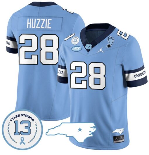 Alijah Huzzie Jersey #28 North Carolina Tar Heels Vapor College Football Stitched Alternte Blue