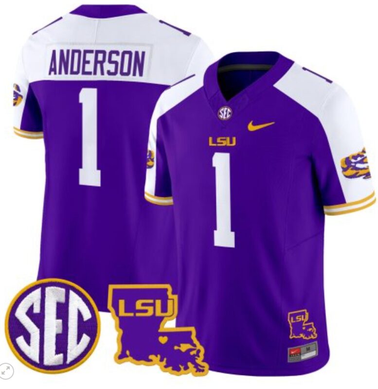 Aaron Anderson Jersey #1 LSU Tigers 2024 Louisiana Patch Vapor Limited College Football Stitched Purple Alternate