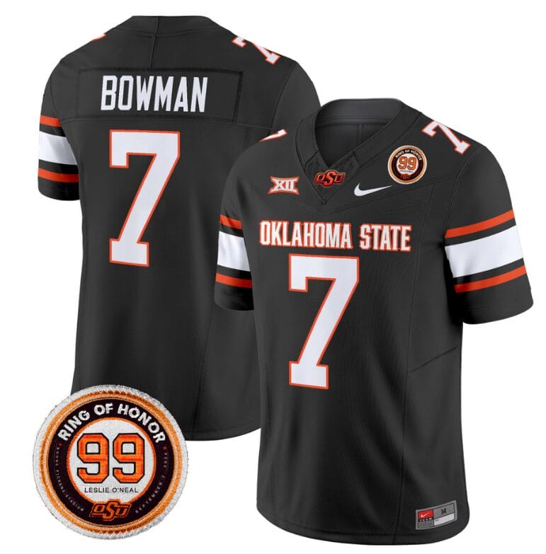 Alan Bowman Jersey #7 Oklahoma State Cowboys Leslie O'neal Patch Vapor Limited College Football Stitched Black 8 Alan Bowman Jersey #7 Oklahoma State Cowboys Leslie O'neal Patch Vapor Limited College Football Stitched Black