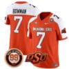 Alan Bowman Jersey #7 Oklahoma State Cowboys Leslie O'neal Patch Vapor Limited College Football Stitched Orange Alternate