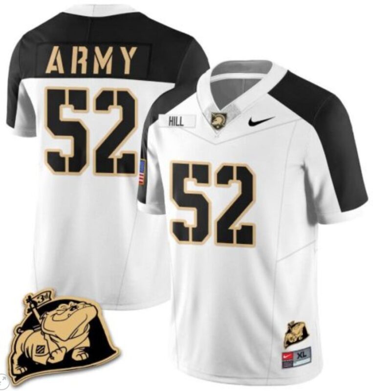 Austin Hill Jersey #52 Army Black Knights Jersey Rocky The Bulldog Patch Vapor Limited College Football Stitched White Alternate