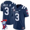Antwane Wells Jr Jersey #3 Ole Miss Rebels Vapor Limited College Football Stitched Navy