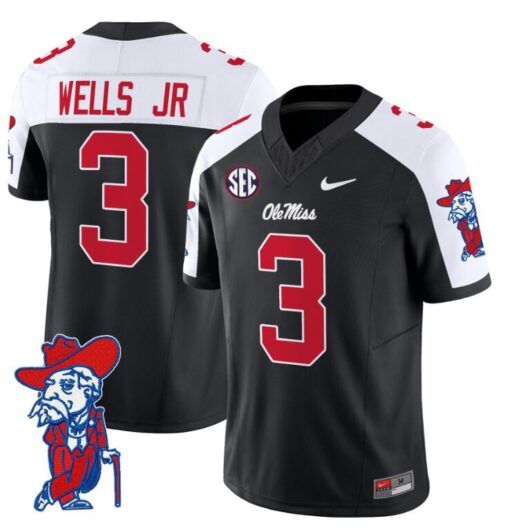 Antwane Wells Jr Jersey #3 Ole Miss Rebels Vapor Limited College Football Stitched Black Alternate