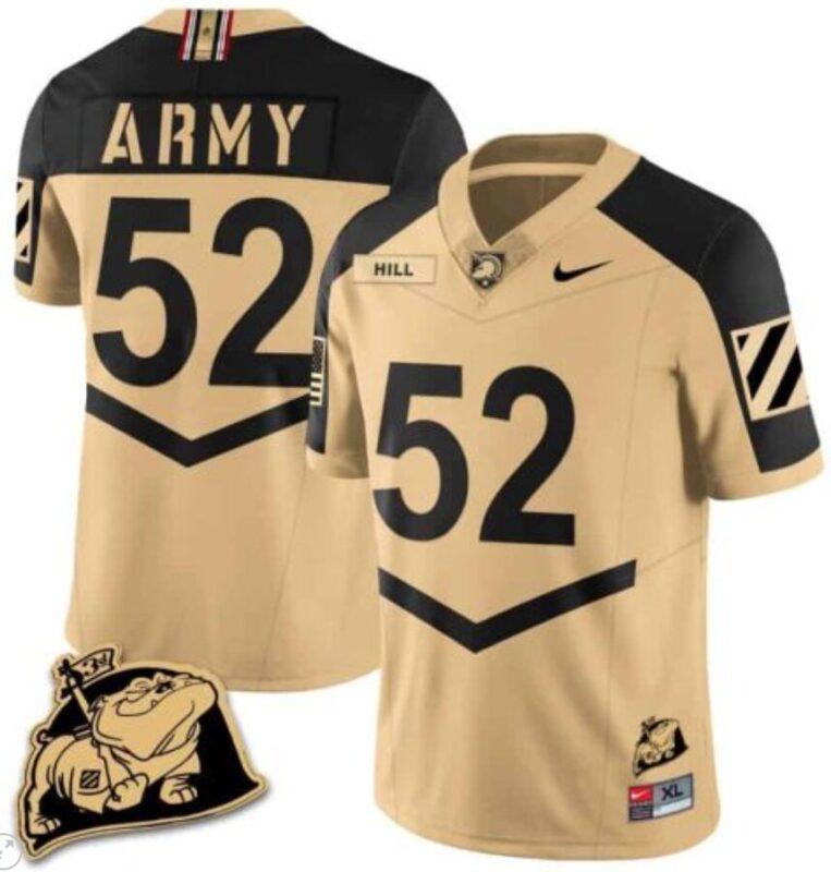 Austin Hill Jersey #52 Army Black Knights Jersey Rocky The Bulldog Patch Vapor Limited College Football Stitched Gold Alternate 8 Austin Hill Jersey #52 Army Black Knights Jersey Rocky The Bulldog Patch Vapor Limited College Football Stitched Gold Alternate