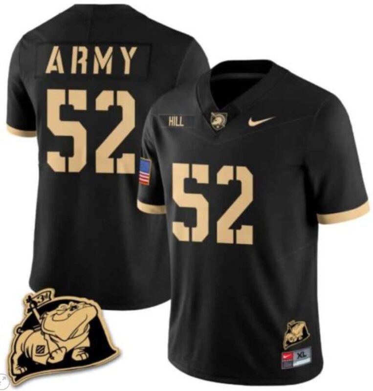 Austin Hill Jersey #52 Army Black Knights Jersey Rocky The Bulldog Patch Vapor Limited College Football Stitched Black