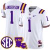Aaron Anderson Jersey #1 LSU Tigers 2024 Louisiana Patch Vapor Limited College Football Stitched White