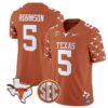 Bijan Robinson Jersey #5 Texas Longhorns State Map and Sec Patch Vapor Limited College Football Stitched Texas Orange