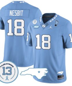 Bryson Nesbit Jersey #18 North Carolina Tar Heels Vapor College Football Stitched Blue