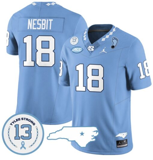 Bryson Nesbit Jersey #18 North Carolina Tar Heels Vapor College Football Stitched Blue