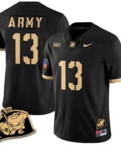 Bryson Daily Jersey #13 Army Black Knights Jersey Rocky The Bulldog Patch Vapor Limited College Football Stitched Black