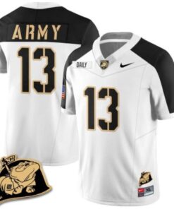 Bryson Daily Jersey #13 Army Black Knights Jersey Rocky The Bulldog Patch Vapor Limited College Football Stitched White Alternate