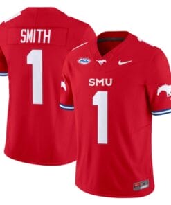 Brashard Smith Jersey #1 SMU Mustangs Icy College Football Vapor Limited Red