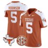 Bijan Robinson Jersey #5 Texas Longhorns State Map and Sec Patch Vapor Limited College Football Stitched Orange Alternate