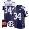 Bo Jackson Jersey #34 Auburn Tigers SEC Patch Vapor Limited College Football Stitched Navy Alternate