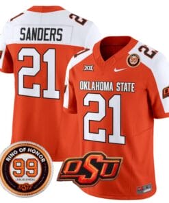 Barry Sanders Jersey #21 Oklahoma State Cowboys Leslie O'neal Patch Vapor Limited College Football Stitched Orange Alternate