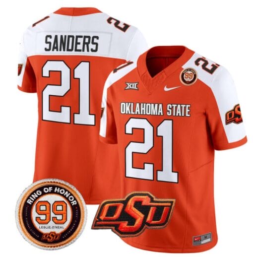 Barry Sanders Jersey #21 Oklahoma State Cowboys Leslie O'neal Patch Vapor Limited College Football Stitched Orange Alternate